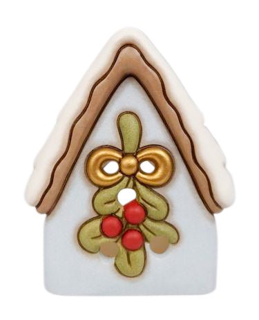 C3255H90 - Thun 'Hausförmiger Teelichthalter mit Mistelzweig, Keramik'