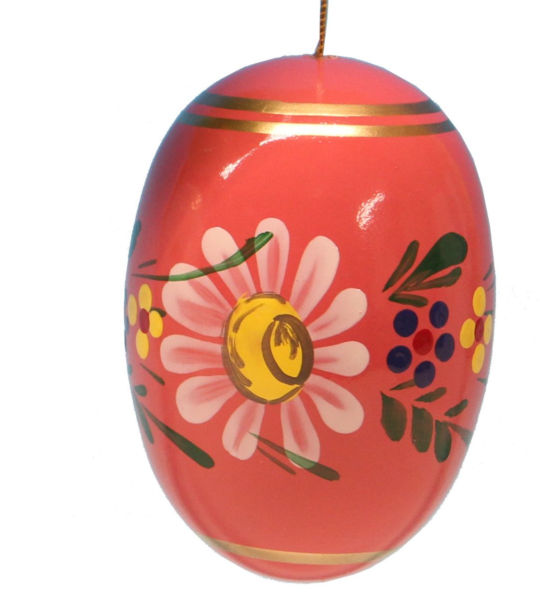 UHL - 224/020 - rot - Uhlig Holzkunst - Osterei mit Blumen 55 mm, handbemalt, Farbe rot