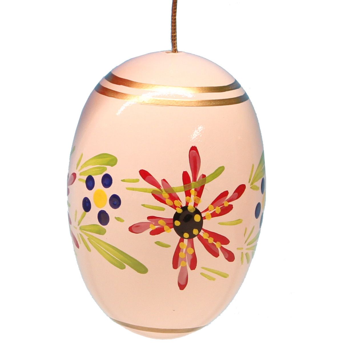 UHL - 224/020 - weiß - Uhlig Holzkunst - Osterei mit Blumen 55 mm, handbemalt, Farbe weiß