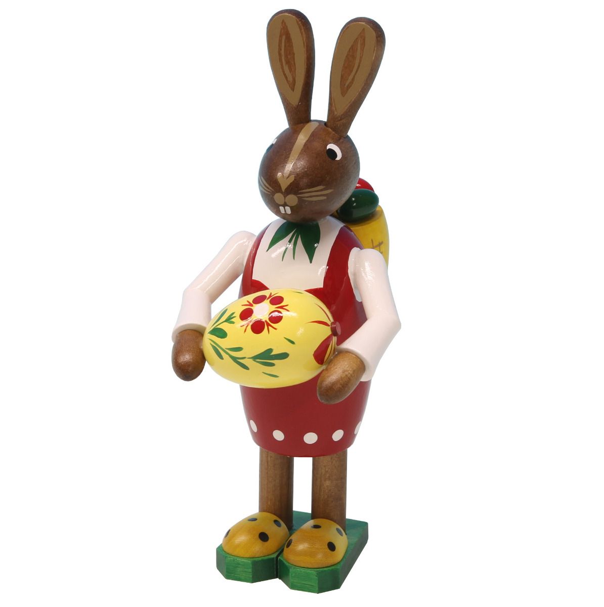 UHL - 224/753/02 - Uhlig Holzkunst - Osterhasenfrau mit Korb und großem Osterei, 15cm