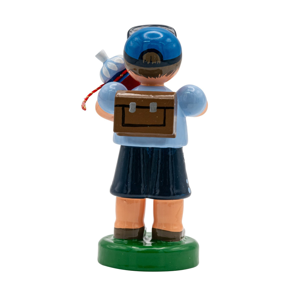 UHL-232/103/81 - Uhlig Holzkunst - Schulanfänger Junge mit Zuckertüte und Ranzen - 6cm
