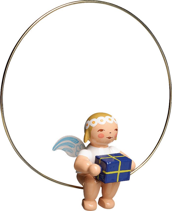 WUK-6308/151 - Wendt & Kühn 'Christbaumengel im Ring, mit Geschenk - 2,5/6,5cm'
