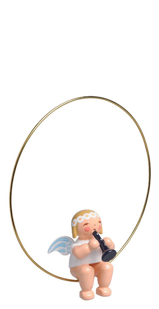 WUK-6308/41 - Wendt & Kühn 'Christbaumengel im Ring, mit Klarinette - 2,5/6,5cm'