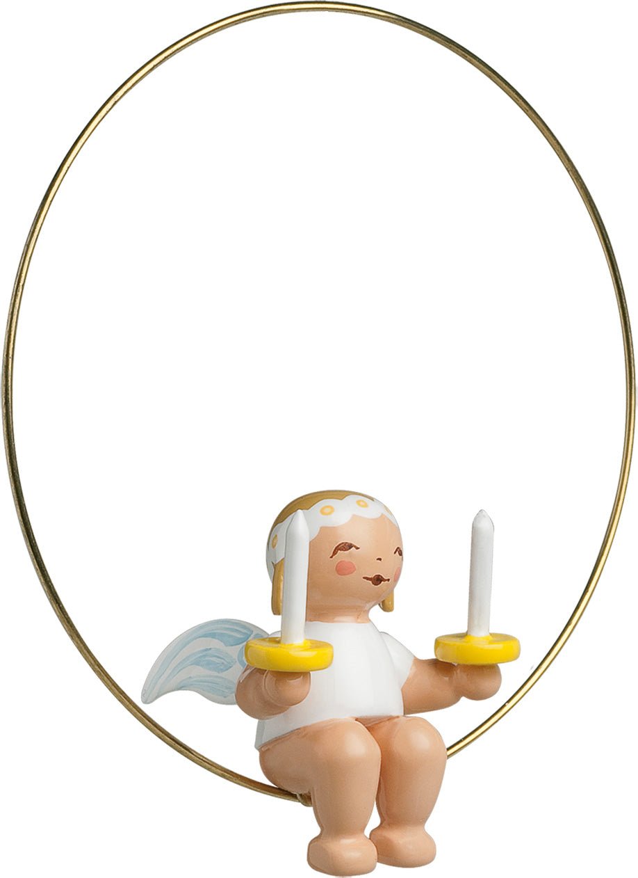 WUK-6308/20 - Wendt & Kühn 'Christbaumengel im Ring, mit zwei Kerzen - 2,5/6,5cm'