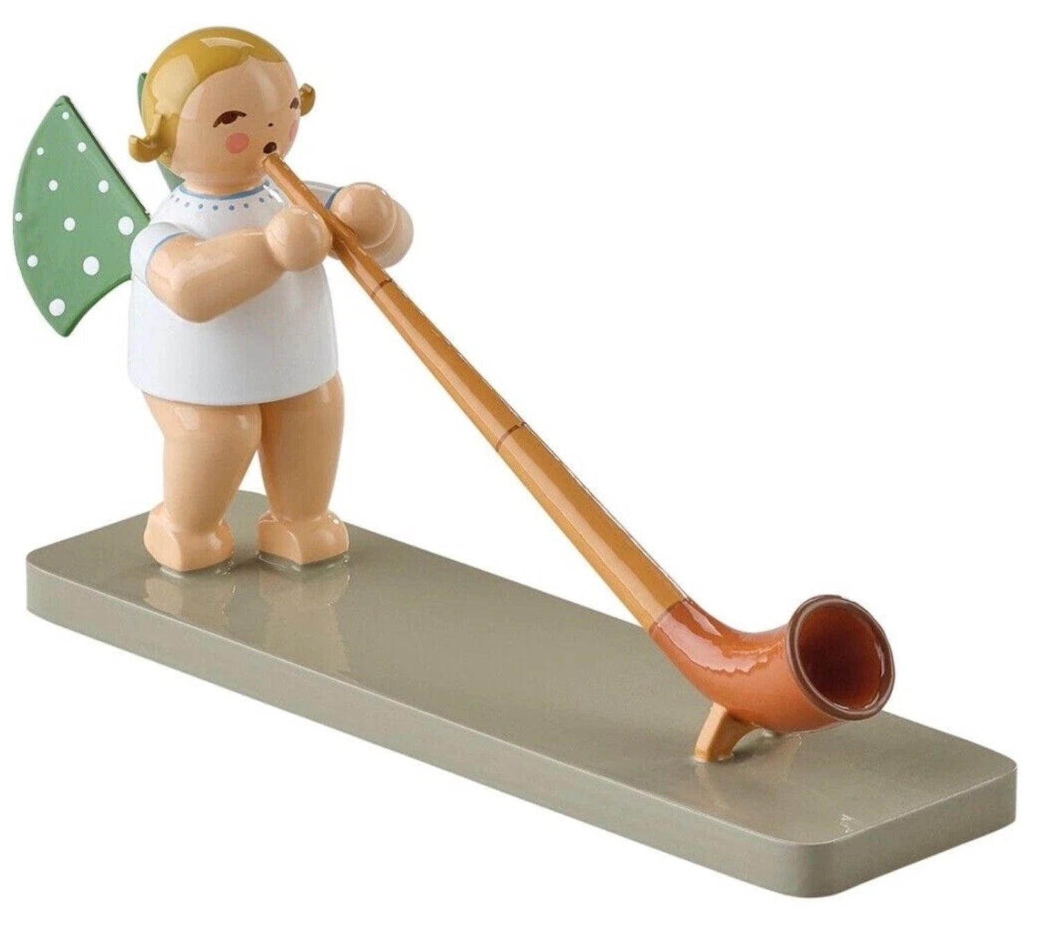 WUK-650/83-blond haar - Wendt & Kühn 'Engel met alphorn blond haar - 6cm'