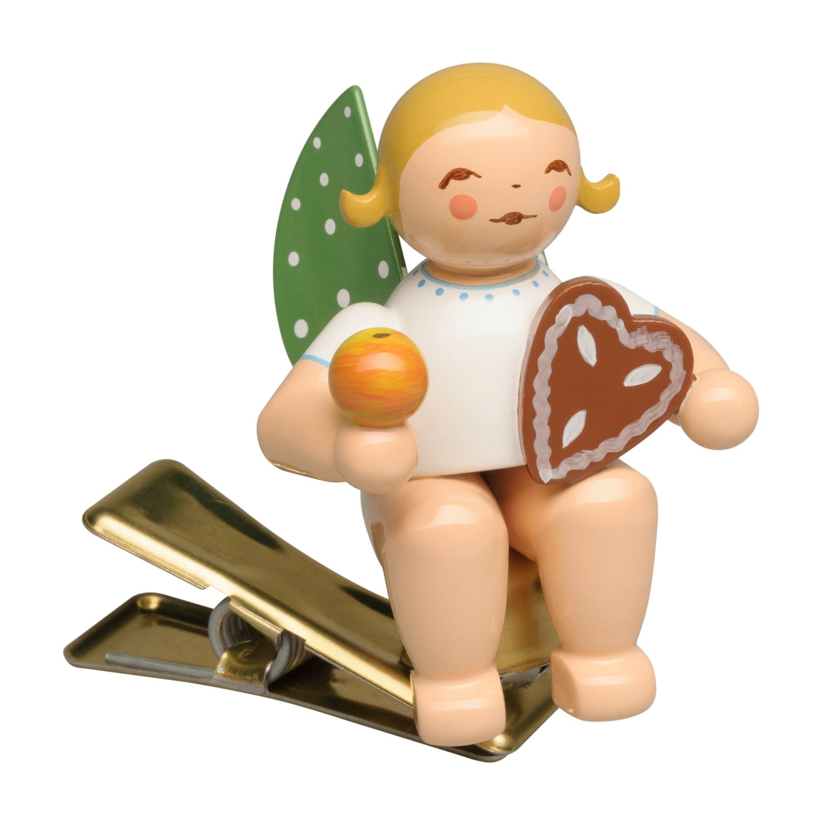 WUK - 650/90/150 - blondesHaar - Wendt & Kühn 'Engel mit Lebkuchen und Apfel, auf Klemme - 5,5cm blond' 2025