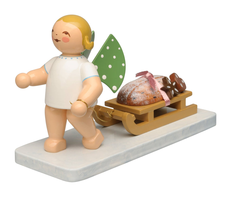 WUK - 650/173 - blondesHaar - Wendt & Kühn 'Engel mit Stollen und Lebkuchen - 9x3,5x5,5cm blondes Haar' 2025