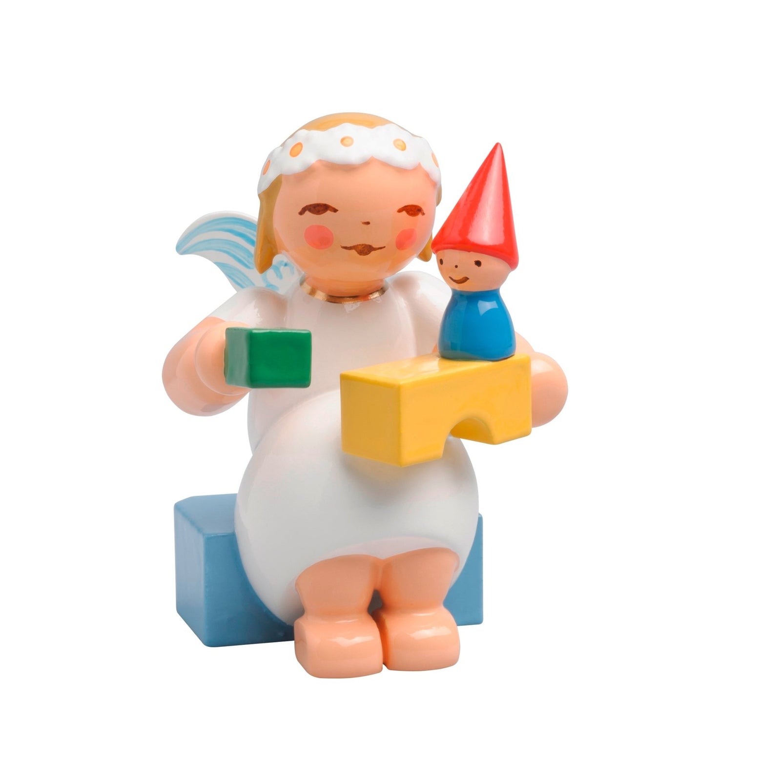 WUK - 634/70/36 - Wendt & Kühn 'Margeritenengel, sitzend, mit Bausteinen - 4cm'