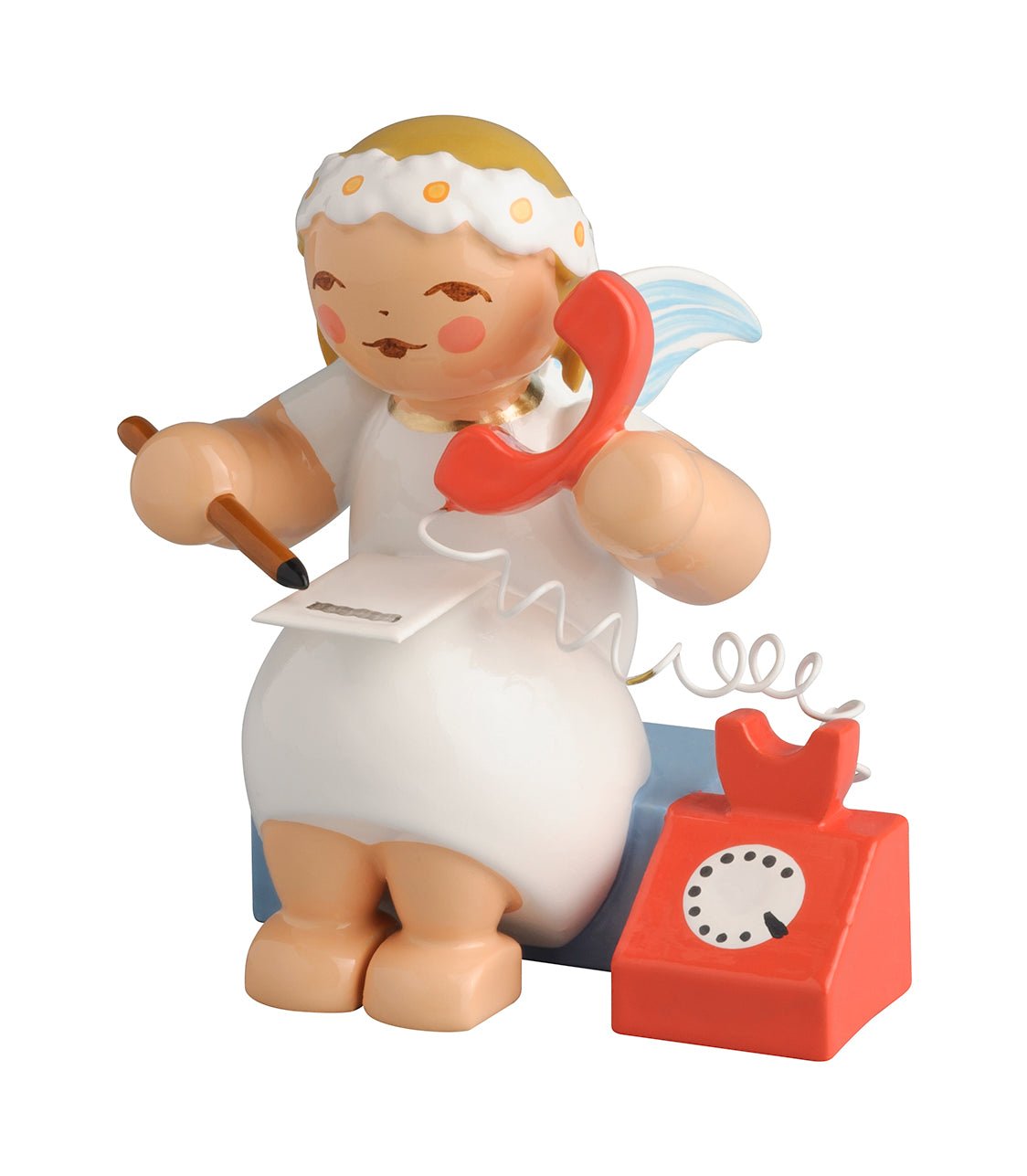 WUK - 634/70/37 - Wendt & Kühn 'Margeritenengel, sitzend, mit Telefon - 4cm'