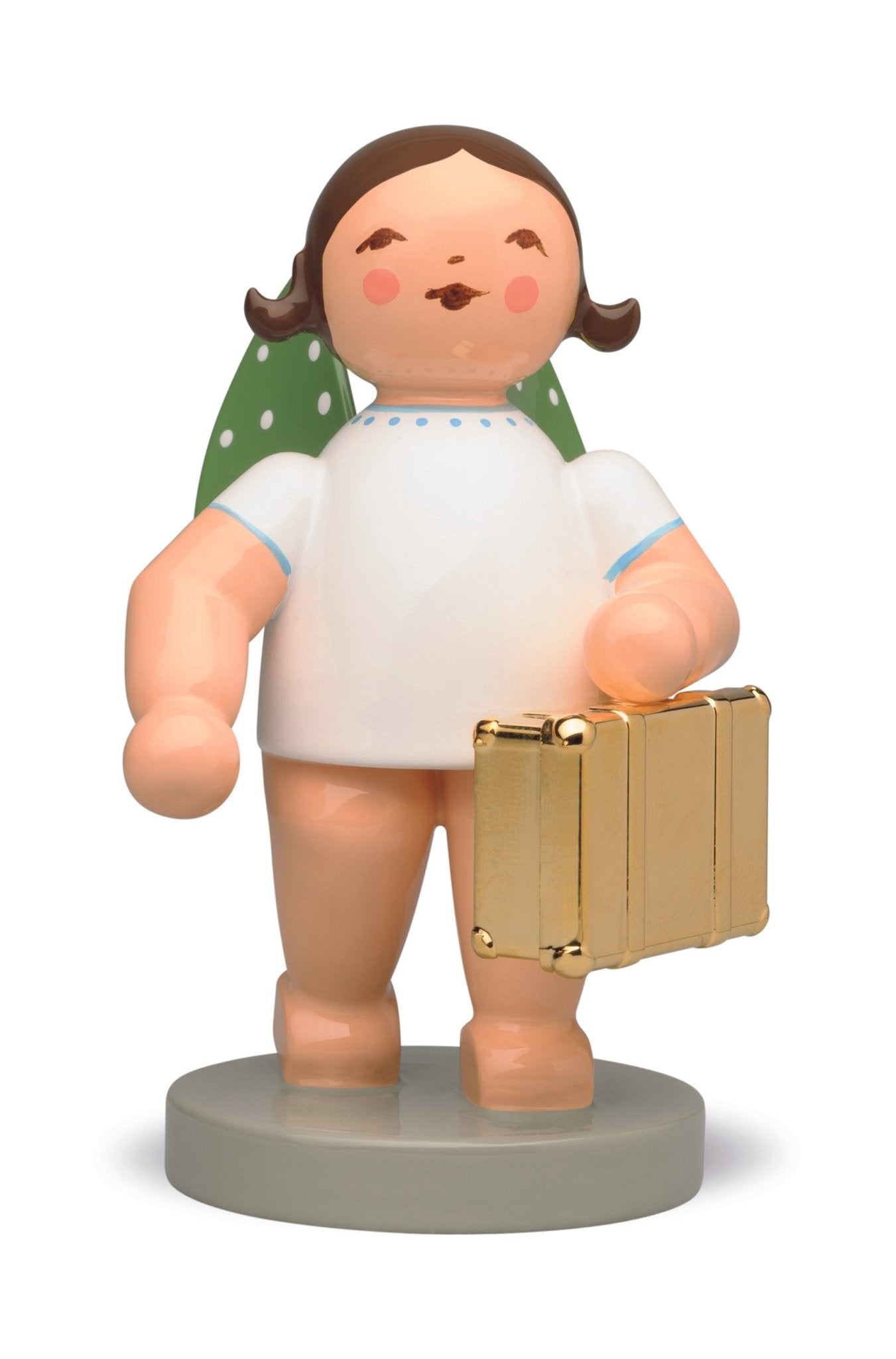 WUK - 650/124 - Wendt & Kühn 'No. 11, Weltenbummler, Engel mit Koffer, vergoldet - 6cm'