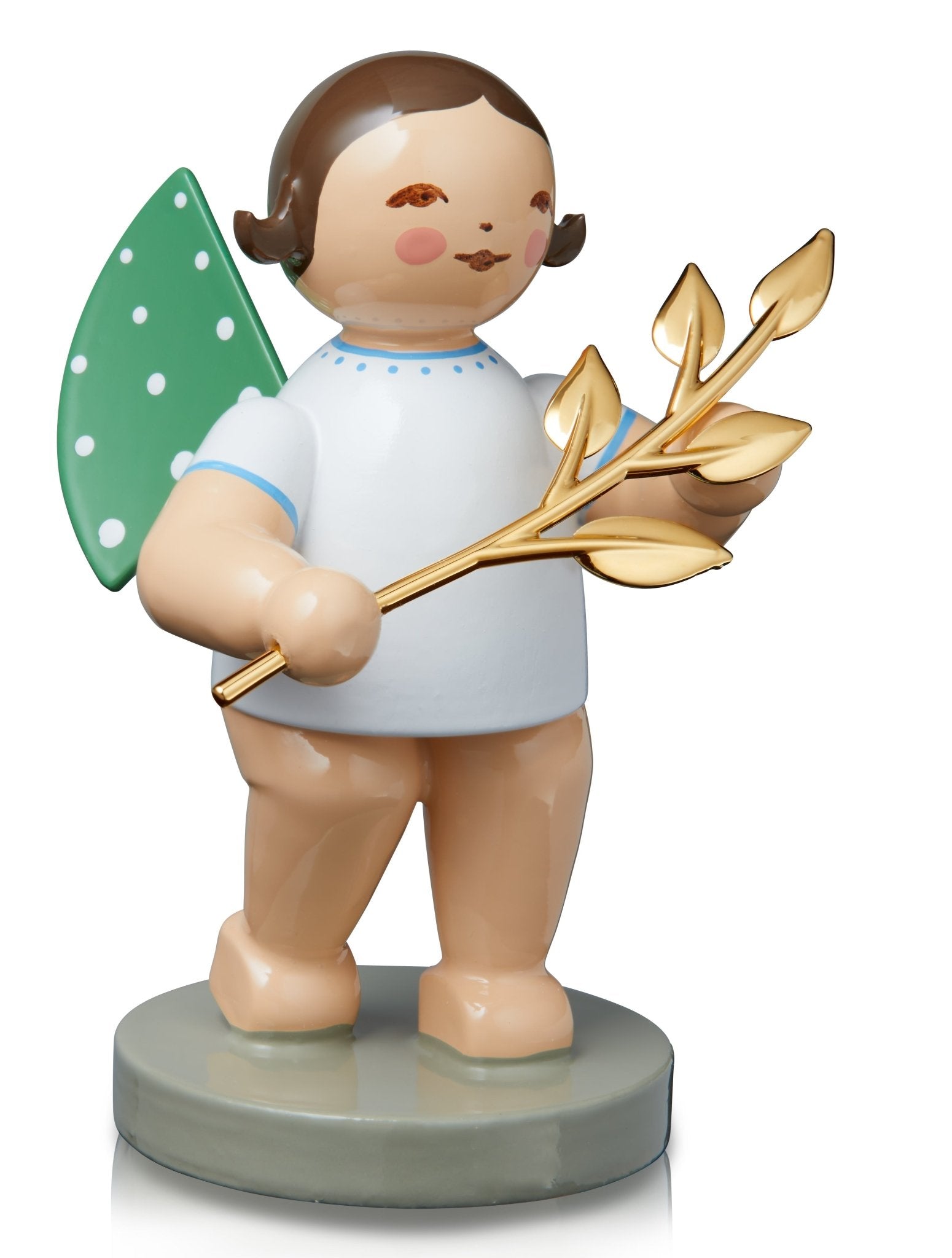 WUK - 650/128 - Wendt & Kühn 'No. 15, Der Achtsame, Engel mit Zweig · vergoldet - 6cm'