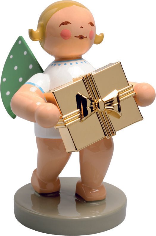 WUK - 650/120 - Wendt & Kühn 'No. 7, Gratulant, Engel mit Geschenk, vergoldet - 6cm'