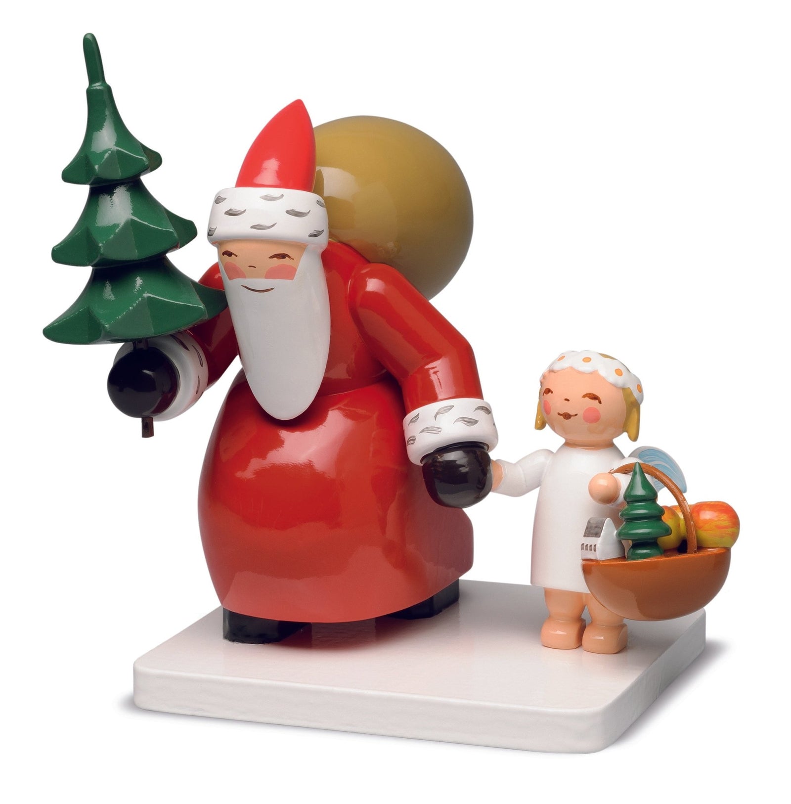 WUK - 5301/7 - Wendt & Kühn 'Kerstman met boom en engel - 8cm'