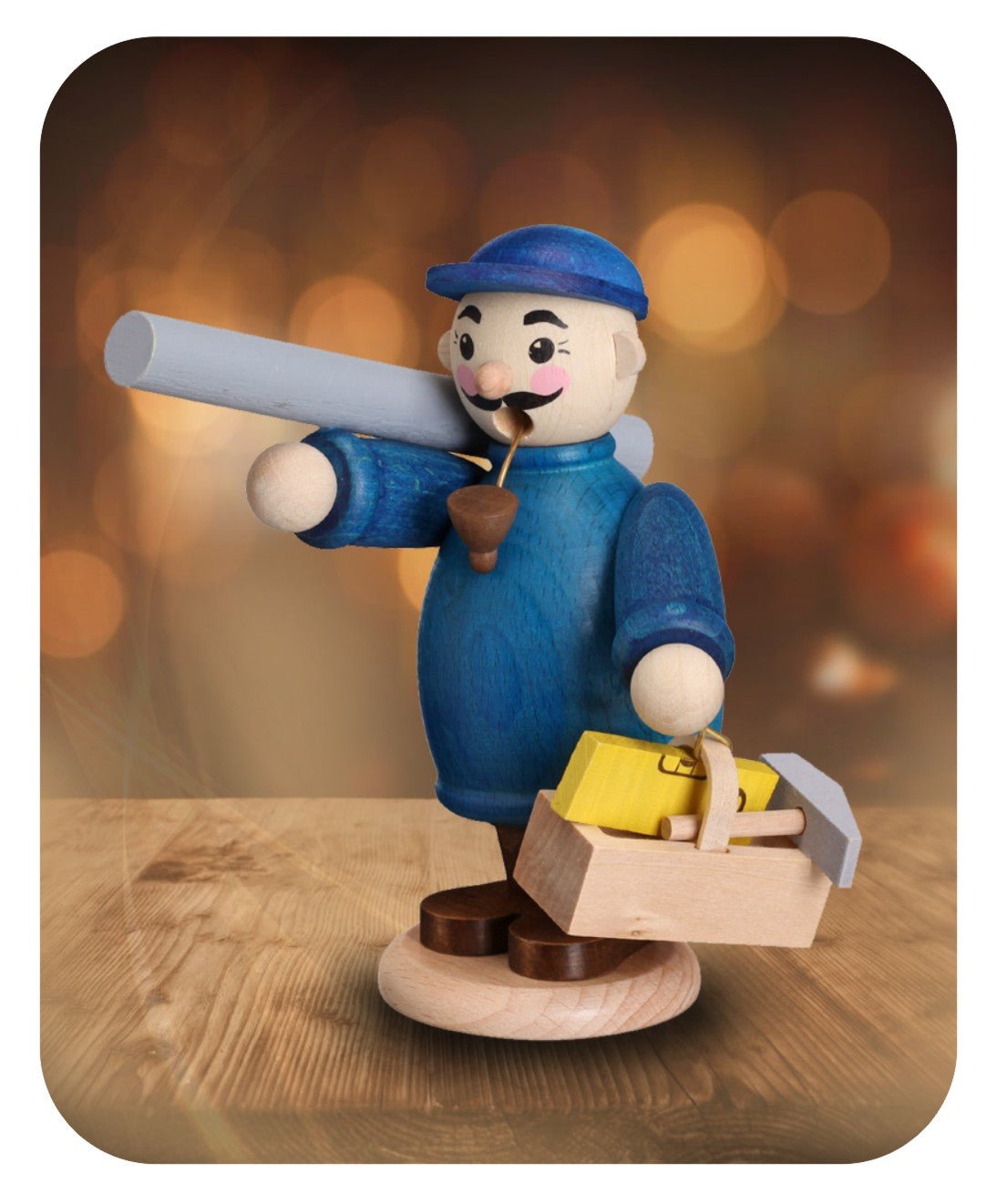 ZEI - 5223 - Zeidler Holzkunst - Berufe - Räuchermann Installateur blau - 12,5cm