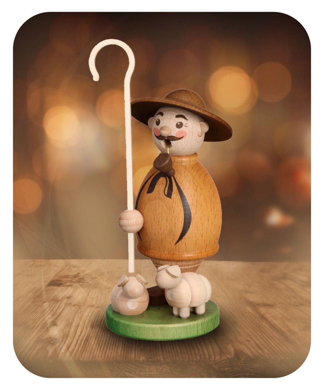 ZEI - 5222 - Zeidler Holzkunst - Berufe - Räuchermann Schäfer mit 2 Schäfchen - 16cm