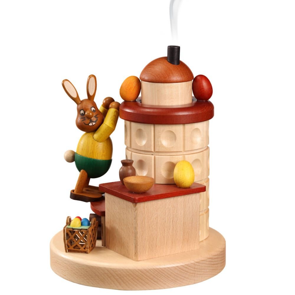 ZEI-6172 - Zeidler Holzkunst - Räucherofen mit Hase und Ostereier ca. 20cm