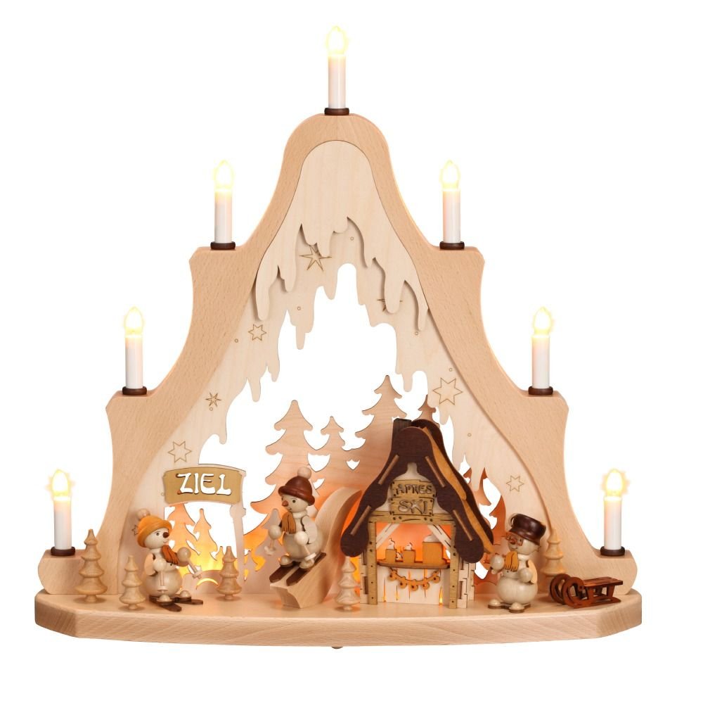 ZEI - 1521 - Zeidler Holzkunst - Schwibbogen Spitze - Apres Ski mit Schneemännern - 50cm