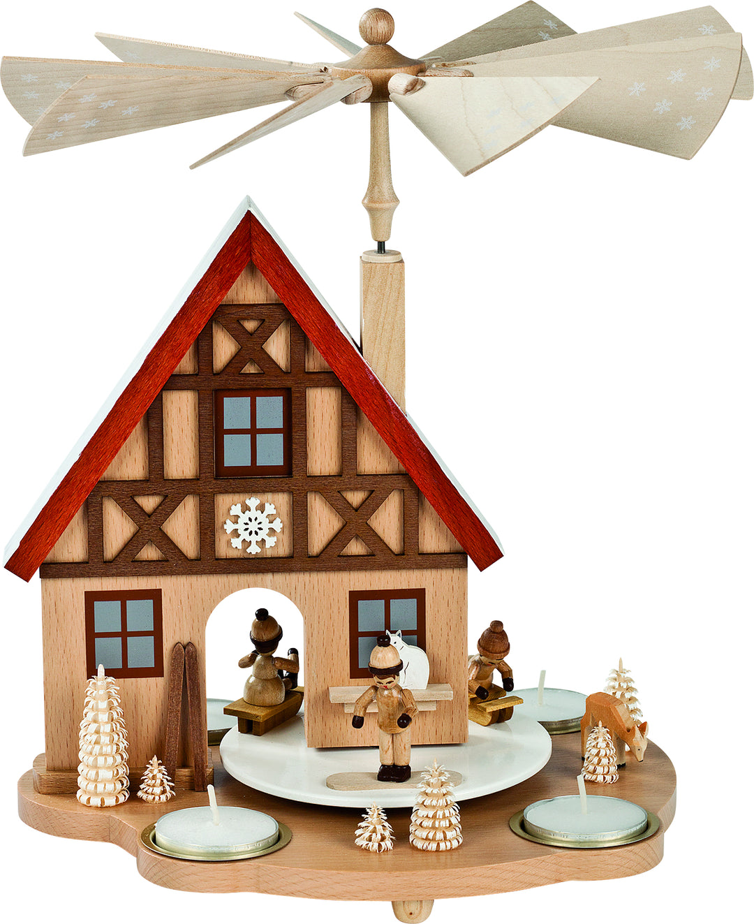 Glässer Folk Art 'Table Pyramid House Winter Children' 29cm