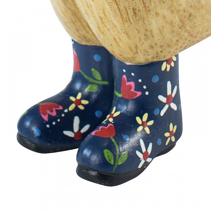 dcuk - Geblümtes Entenküken mit blauem Hut und Gummistiefeln - h 18 cm
