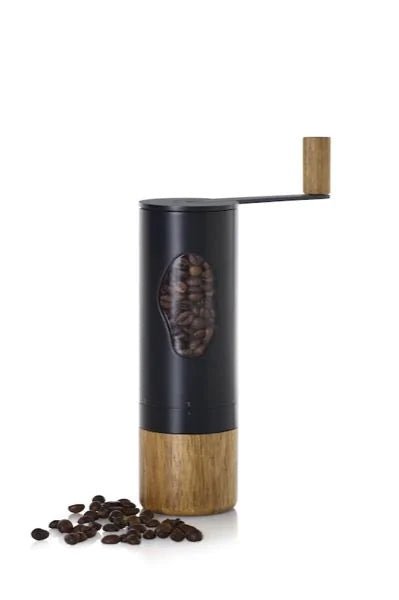 AdHoc - MC03 - Adhoc 'Kaffeemühle "Mrs.Bean" Edelstahl schwarz/Akazienholz mit Kurbel'