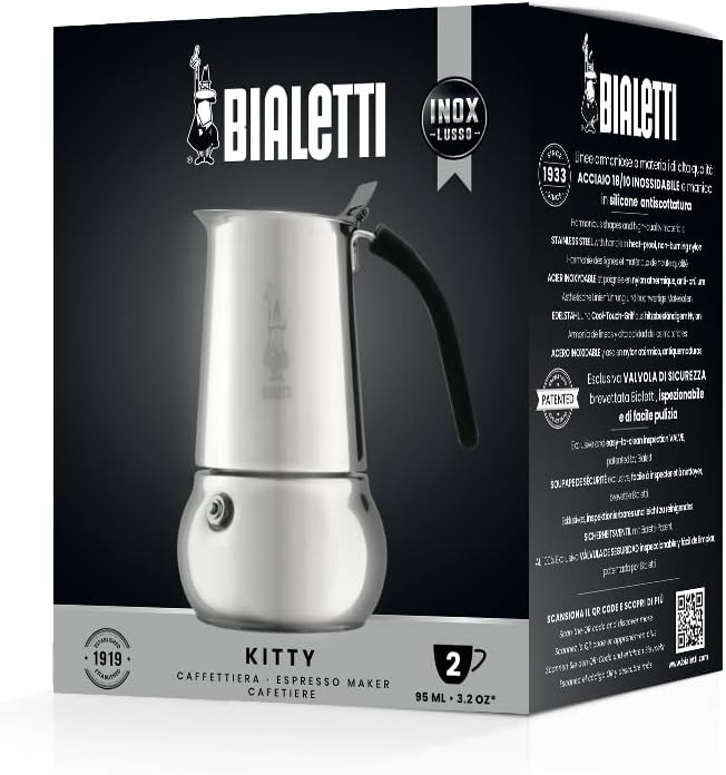 Bialetti 'Kitty Espressokocher, 2 Tassen, in Silber'-BIA-4888