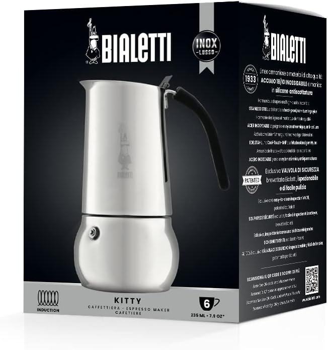 Bialetti, 'Kitty Espressokocher 6 Tassen, Silber, für alle Herde inkl. Induktion geeignet'-BIA-4883