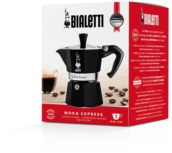 BIA - 4952 - Bialetti 'Moka Express, Espressokocher Schwarz, 3 Tassen'