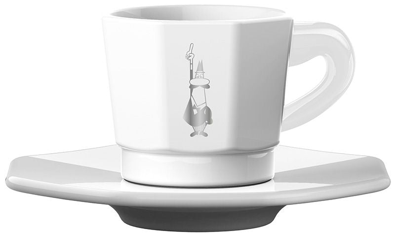 BIA - RTATZ402 - Bialetti 'Set 4 achteckige Espressotassen mit Unterteller weiß'