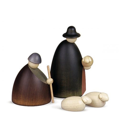 KOE - 120 - Bjoern Koehler - Hirtengruppe mit zwei Schafen, klein, farbig