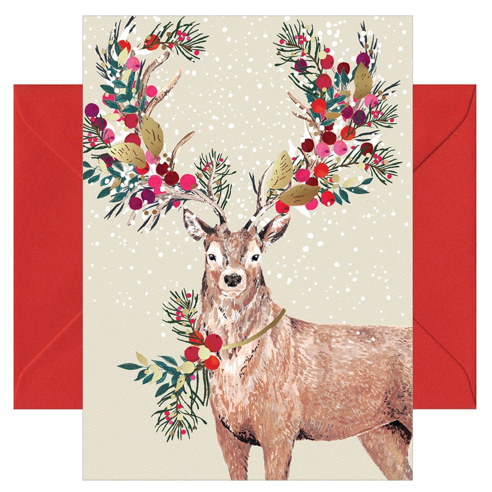 CHI - LT633 - chic.mic 'Doppelkarte mit Umschlag' "Rentier Kranz"