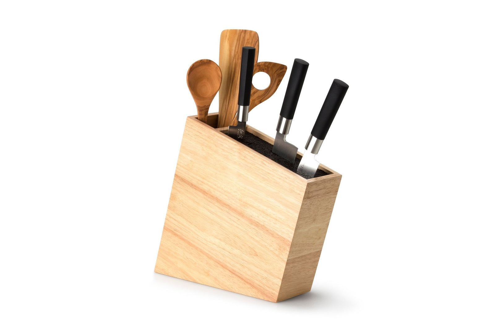 3317000 - Continenta Messerblock 'Messerblock mit flexiblem Einsatz, schräg stehend, mit Utensilienbehälter - Gummibaumholz'