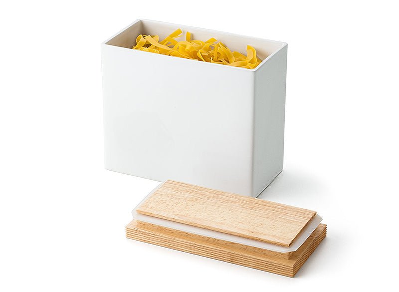 3928000 - Continenta - Vorratsdose Keramik mit Holzdeckel, weiß 20x10x18,5cm