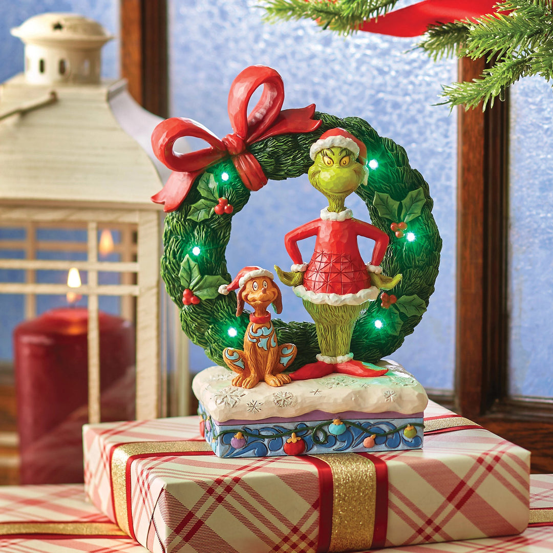 Der Grinch & Max Leuchtender Kranz - 21cm, Jim Shore 2024 6015210