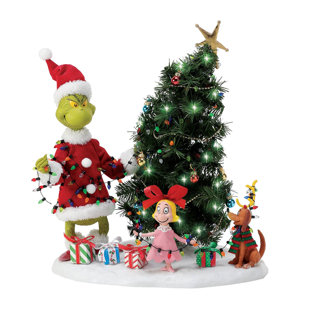 Der Grinch, Max und Cindy-Lou beim Beschneiden eines Baumes, Jim Shore 2024-6013933