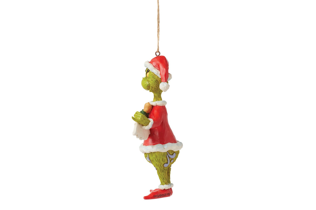 Der Grinch mit Weihnachtsbanner Hängeornament - 13,5cm, Jim Shore 2024-6015226