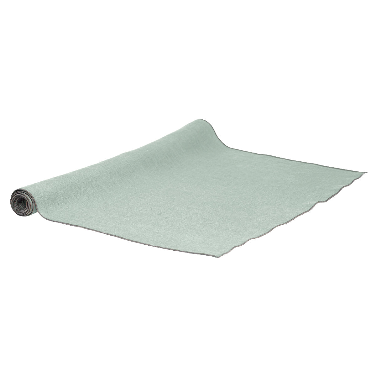 VAI - 111076 - Erika Vaitkute - Tischläufer Vilnia, mint, natur umkettelt gewaschen 50x150cm