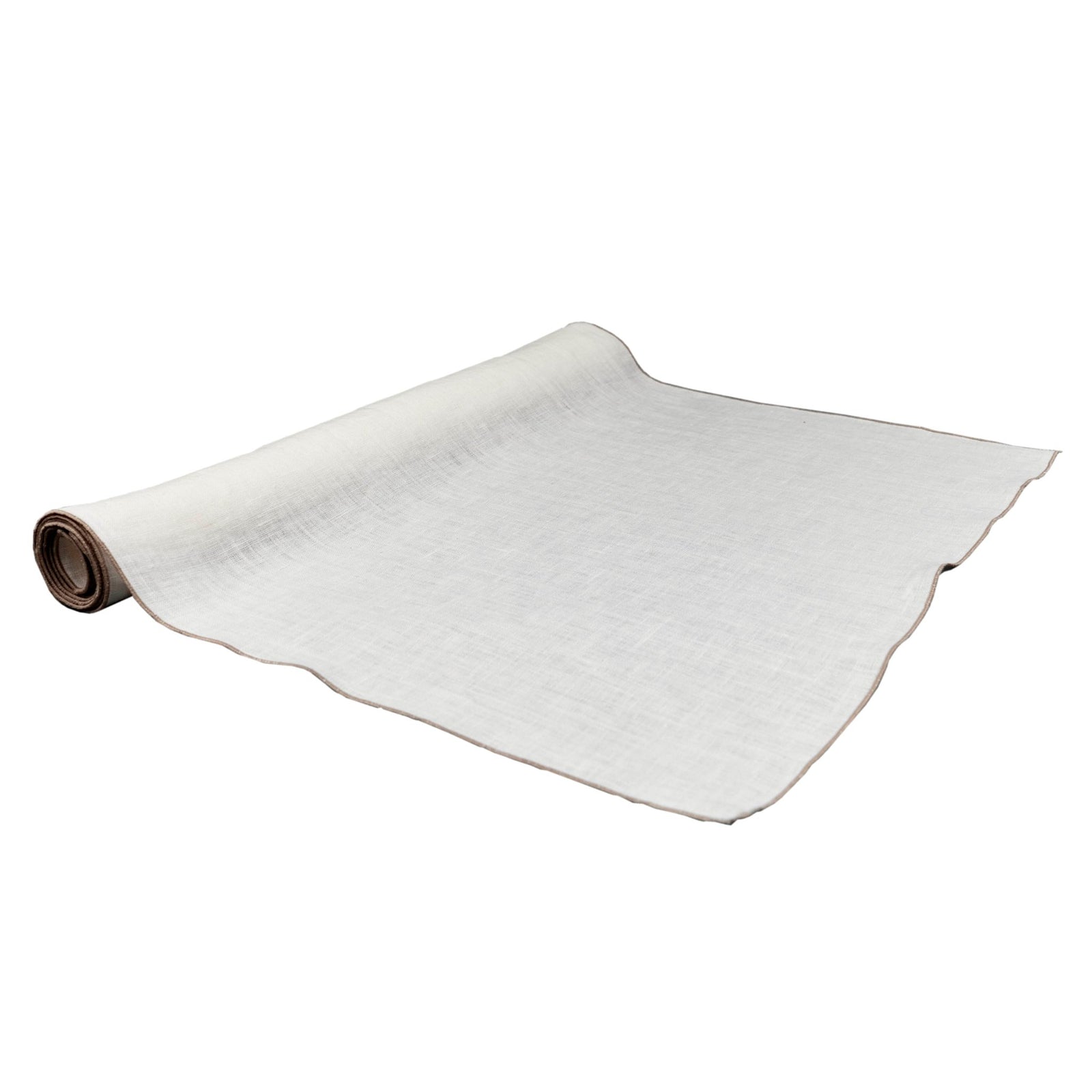 VAI - 111059 - Erika Vaitkute - Tischläufer Vilnia, weiß, natur umkettelt gewaschen 50x150cm