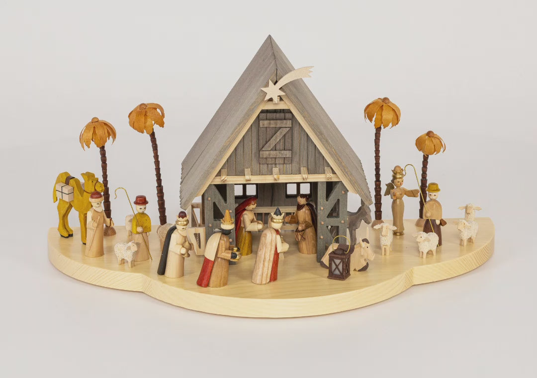 Glässer Folkekunst 'Christmas Crib of Christ, elektrisk' 24x50cm