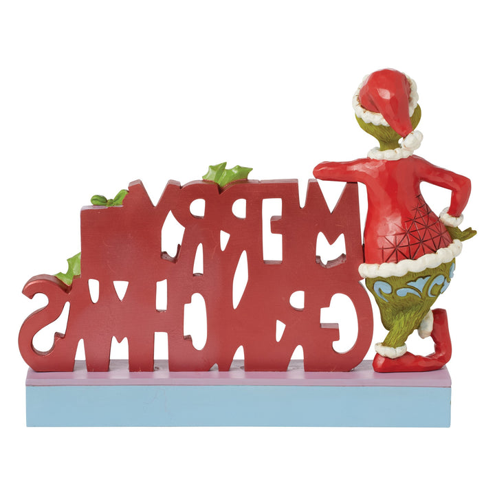 Froher Grinch mit Christmas Schild - 18cm, Jim Shore 2024 6015221