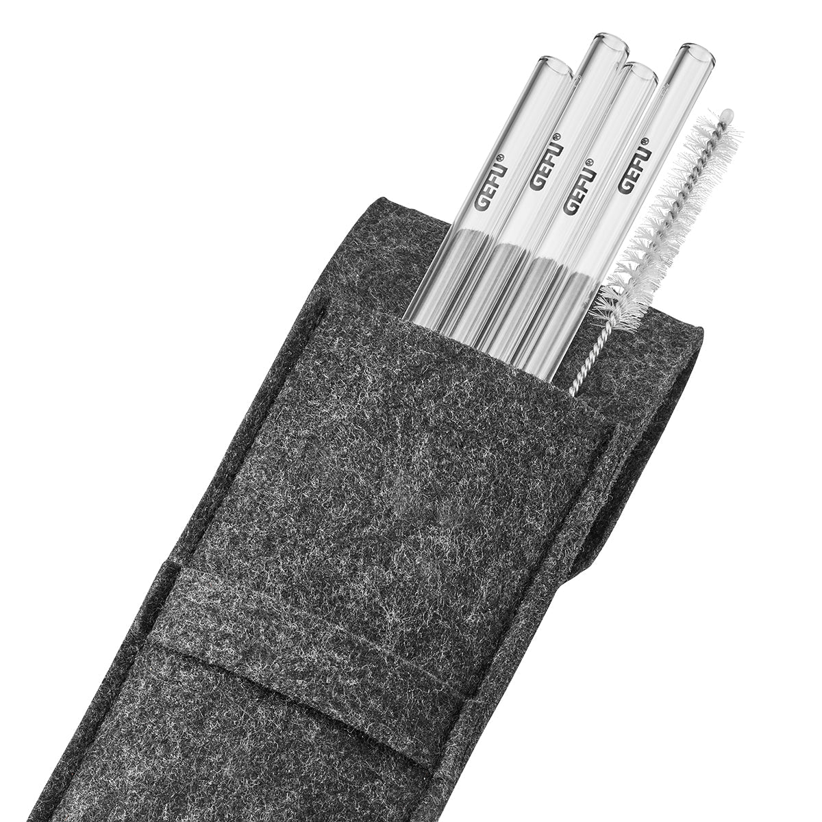 GE - 89491 - GEFU 'Glastrinkhalm 18cm 4 Stück in Filztasche'