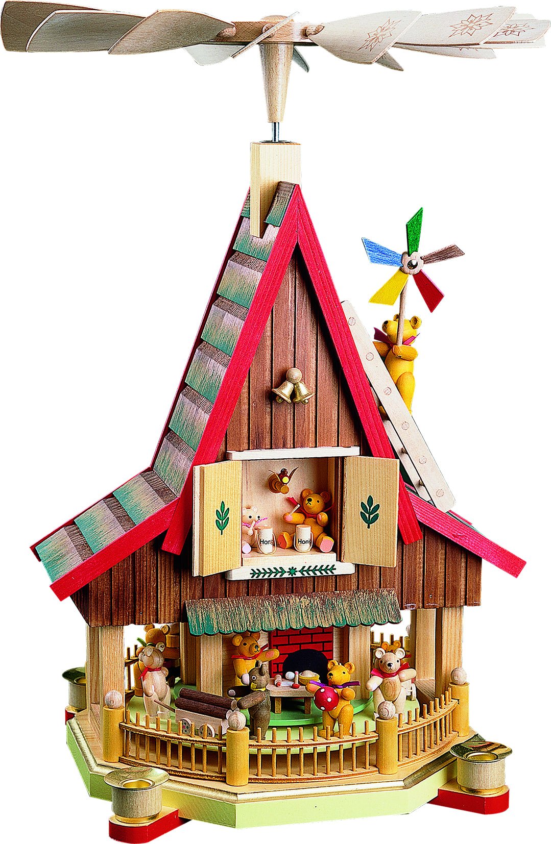 RGL - 09084 - Glässer Volkskunst Adventshaus Bärenhaus, 53cm