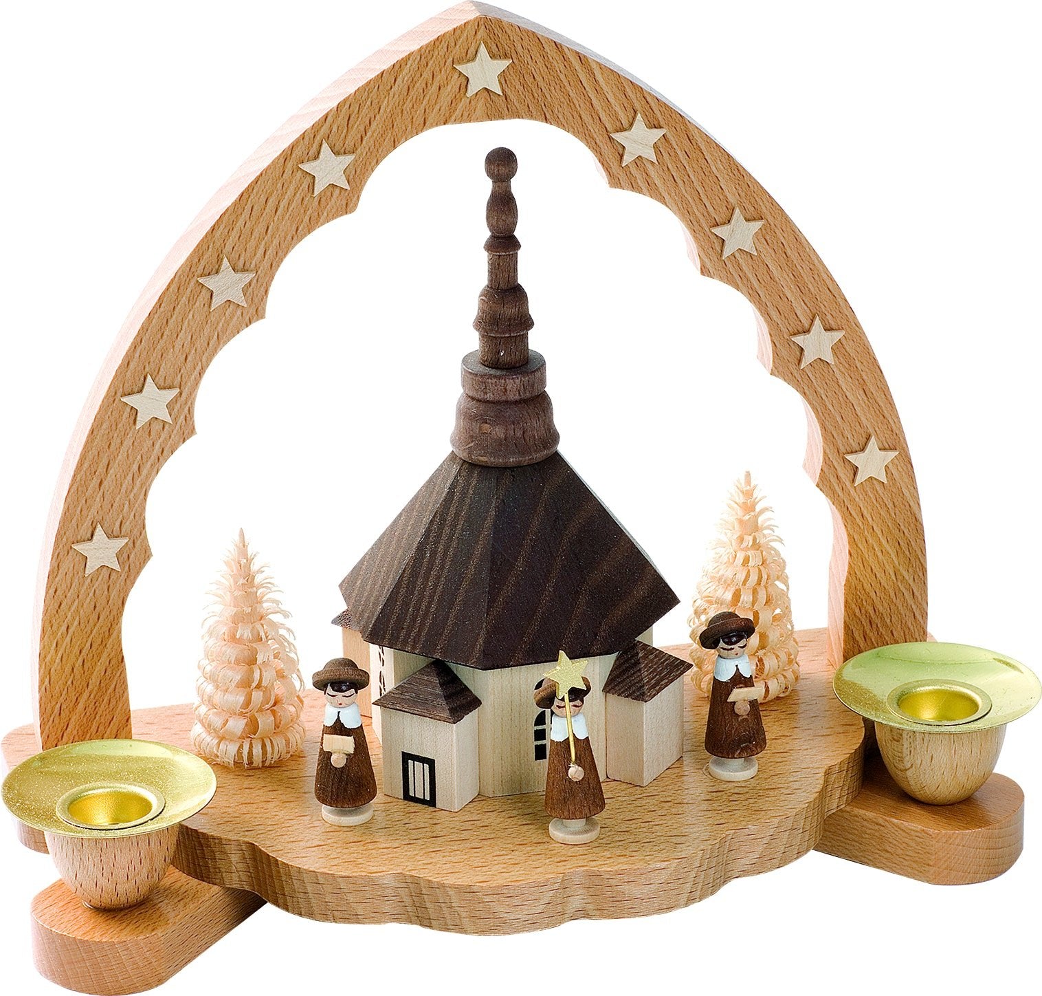 RGL - 17545 - Glässer Volkskunst 'Kerzenhalter Seiffener Kirche mit Kurrende' 16cm