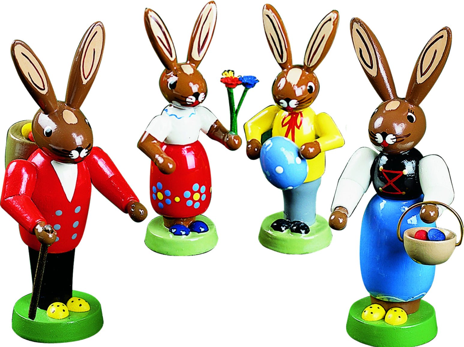 RGL - 13061 - Glässer Volkskunst 'Osterhasenfamilie 4 Stück - 12cm'