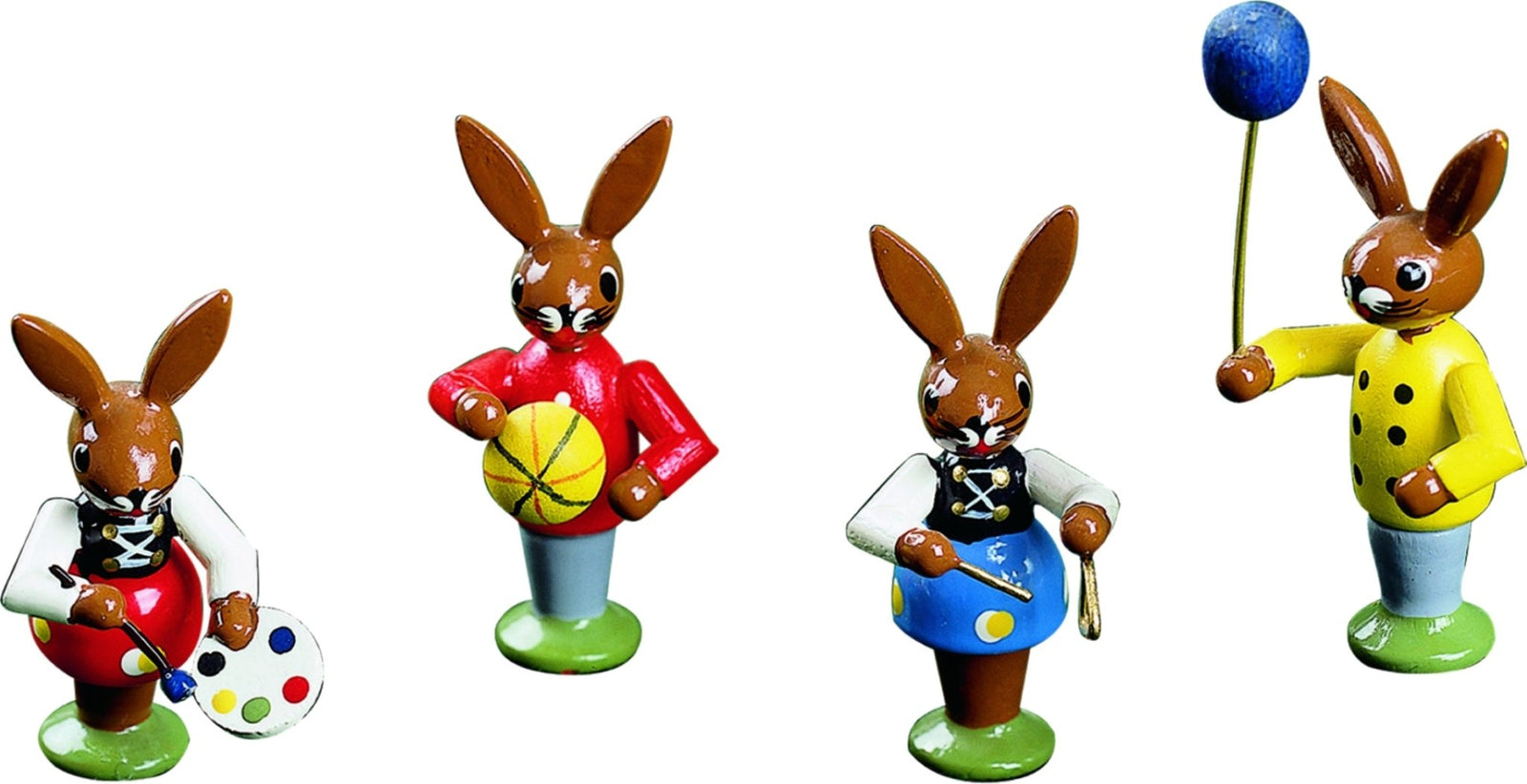 RGL - 13070 - Glässer Volkskunst 'Osterhasenkinder 4 Hasen spielend - 5cm'