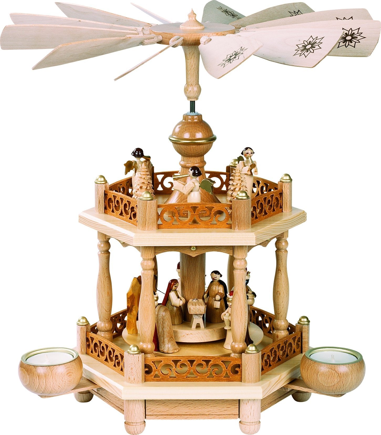 RGL - 16701 - Glässer Volkskunst 'Pyramide Christi Geburt 1 - stöckig für Teelichter' 35cm