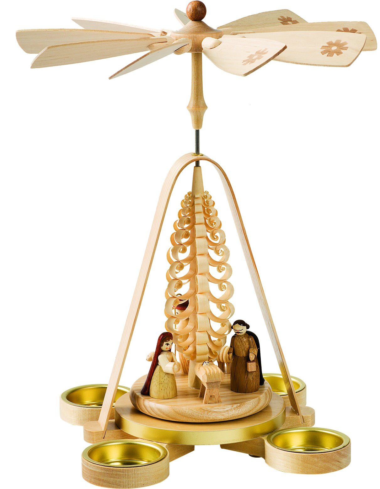 RGL - 16688 - Glässer Volkskunst 'Pyramide Christi Geburt für Teelichter' 28cm