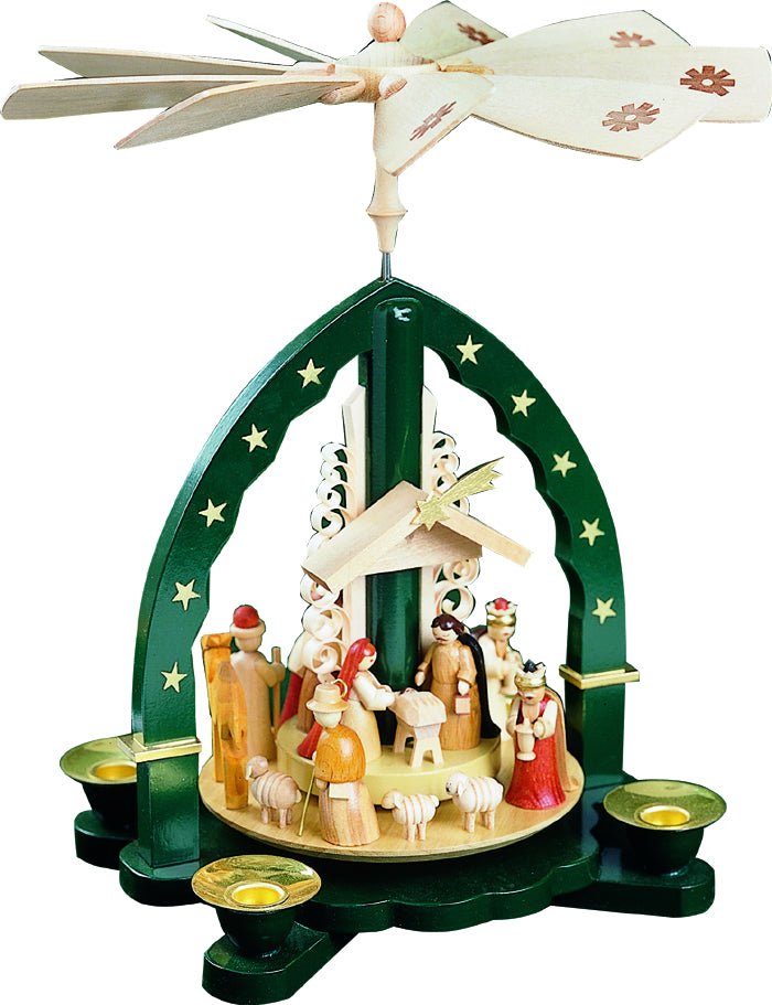 RGL - 16087 - Glässer Volkskunst 'Pyramide Christi Geburt, grün' 27cm
