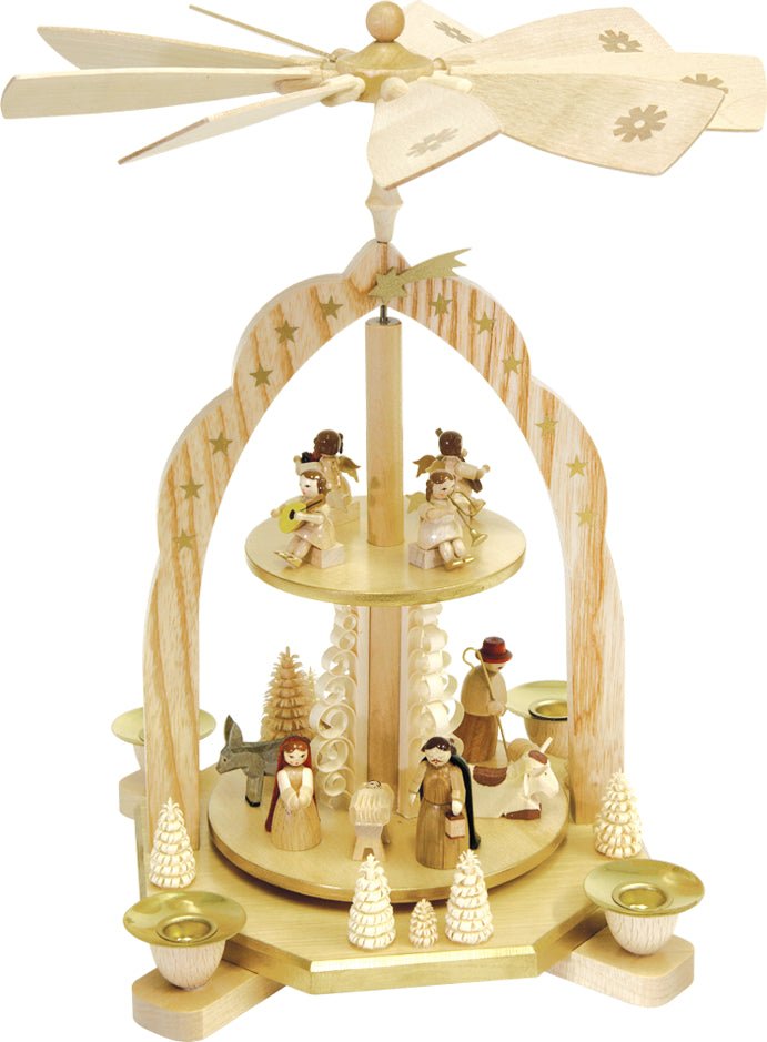 RGL - 16213 - Glässer Volkskunst 'Pyramide Christi Geburt mit Engeln 1 - stöckig' 31cm