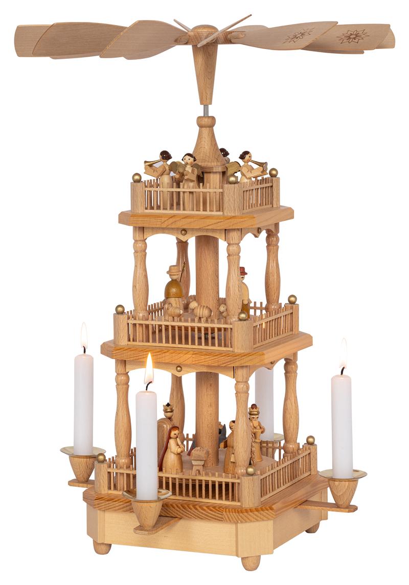 RGL - 17701 - Glässer Volkskunst 'Pyramide Christi Geburt natur 2 - stöckig' 45cm