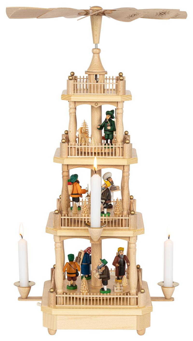 RGL - 17707 - Glässer Volkskunst 'Pyramide Erzgebirgsmotive 3 - stöckig' 59cm